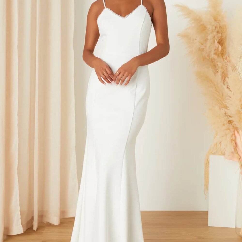 Lulus Taliana White Lace Button Back Maxi Dress